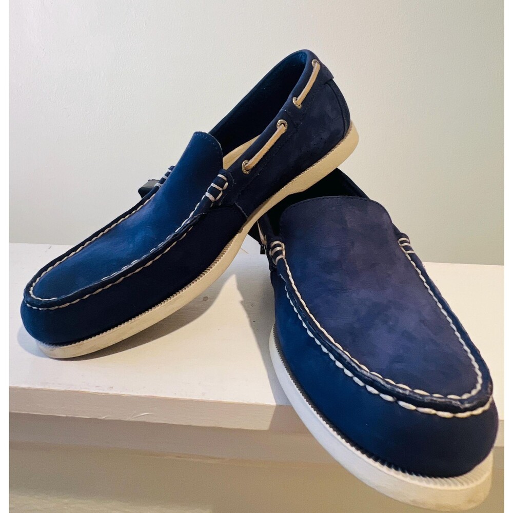 G.H. Bass Blue Leather Loafers Men Size 11M Casual Slip On Shoes
